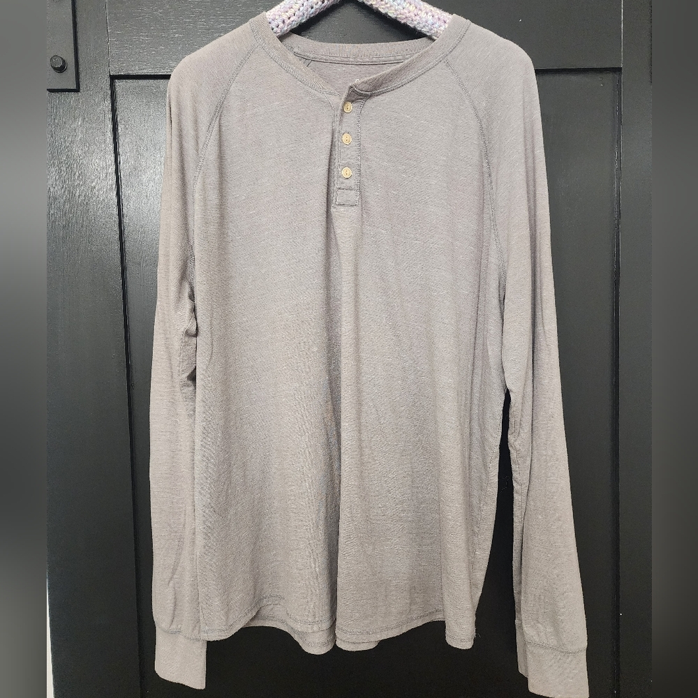 Goodfellow Henley Long Sleeve Tee In Heather Gray Size XXL